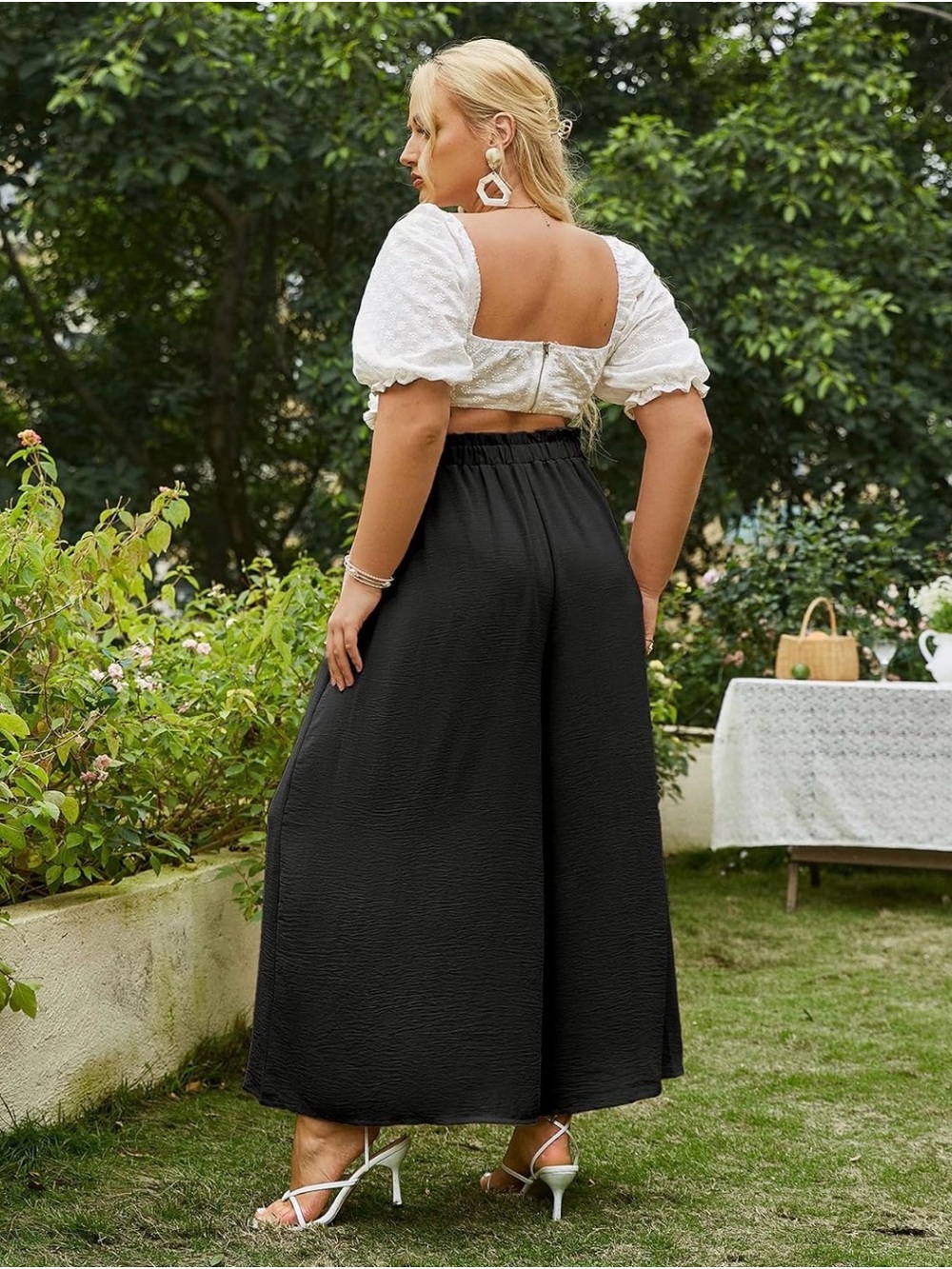 Simplee Apparel Black Wide-Leg Maxi Skirt with Tie Waist - Picture 2 of 8